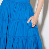 SIMPLY SPELLBOUND BLUE WOVEN FULL MIDI SKIRT