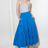 SIMPLY SPELLBOUND BLUE WOVEN FULL MIDI SKIRT