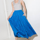 SIMPLY SPELLBOUND BLUE WOVEN FULL MIDI SKIRT