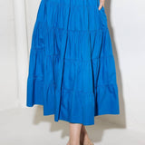 SIMPLY SPELLBOUND BLUE WOVEN FULL MIDI SKIRT