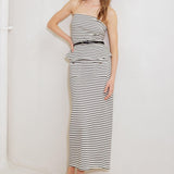WINDING PATH STRIPED WOVEN SKIRT