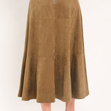 SANDSTONE SILHOUETTE FAUX SUEDE MIDI SKIRT