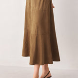 SANDSTONE SILHOUETTE FAUX SUEDE MIDI SKIRT
