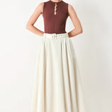 ROUGE ALLURE WOVEN FULL MIDI SKIRT