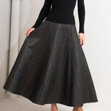 Flying Tomato Evening Sculpt Metallic Woven Circle Skirt in black/gold