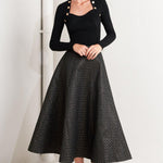 Flying Tomato Evening Sculpt Metallic Woven Circle Skirt in black/gold
