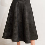 Flying Tomato Evening Sculpt Metallic Woven Circle Skirt in black/gold