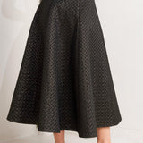 Flying Tomato Evening Sculpt Metallic Woven Circle Skirt in black/gold