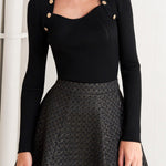 Flying Tomato Evening Sculpt Metallic Woven Circle Skirt in black/gold
