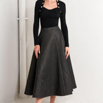 Flying Tomato Evening Sculpt Metallic Woven Circle Skirt in black/gold