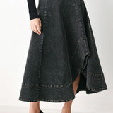 SHADOW STITCH ROMANCE DENIM MIDI SKIRT