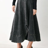 SHADOW STITCH ROMANCE DENIM MIDI SKIRT