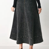 SHADOW STITCH ROMANCE DENIM MIDI SKIRT