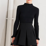 NIGHT SHIFT BLACK WOVEN MINI SKIRT