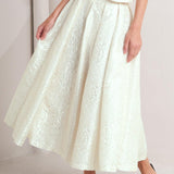 ROSÉ TEXTURE WOVEN FULL MIDI SKIRT