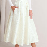 ROSÉ TEXTURE WOVEN FULL MIDI SKIRT