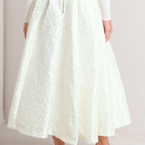 ROSÉ TEXTURE WOVEN FULL MIDI SKIRT