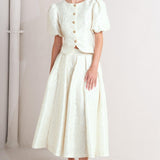 ROSÉ TEXTURE WOVEN FULL MIDI SKIRT