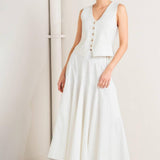 PALE FRAME WHITE WOVEN CIRCLE SKIRT