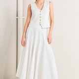PALE FRAME WHITE WOVEN CIRCLE SKIRT