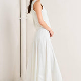 PALE FRAME WHITE WOVEN CIRCLE SKIRT