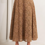 PURELY ROMANTIC WOVEN LACE MIDI SKIRT