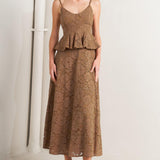 PURELY ROMANTIC WOVEN LACE MIDI SKIRT