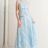 PURELY ROMANTIC WOVEN LACE MIDI SKIRT