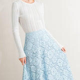 PURELY ROMANTIC WOVEN LACE MIDI SKIRT