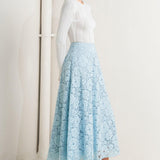 PURELY ROMANTIC WOVEN LACE MIDI SKIRT