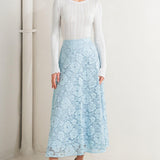 PURELY ROMANTIC WOVEN LACE MIDI SKIRT