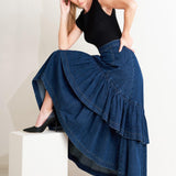SUNDAY STROLL DENIM MAXI SKIRT