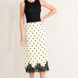 PARIS POLKA WOVEN MIDI PENCIL SKIRT