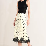 PARIS POLKA WOVEN MIDI PENCIL SKIRT