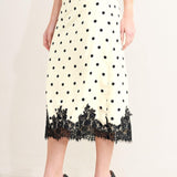 PARIS POLKA WOVEN MIDI PENCIL SKIRT