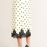 PARIS POLKA WOVEN MIDI PENCIL SKIRT