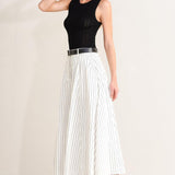 UPTOWN STRIPE WOVEN MDI CIRCLE SKIRT