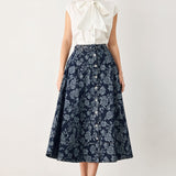 ROSETTE FLORAL WOVEN JACQUARD FULL SKIRT