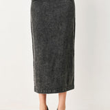 STONEWASHED DENIM MIDI PENCIL SKIRT