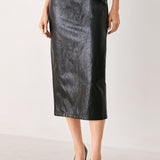 PORT WINE HIGH-RISE FAUX LEATHER SKIRT