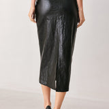PORT WINE HIGH-RISE FAUX LEATHER SKIRT