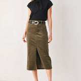 FERNWOOD BUCKLE-BELT MIDI SKIRT