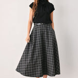 MONOCHROME CHECK FULL-SWEEP MIDI SKIRT