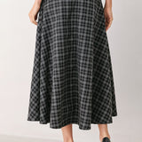 MONOCHROME CHECK FULL-SWEEP MIDI SKIRT