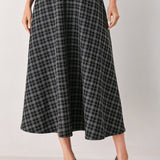 MONOCHROME CHECK FULL-SWEEP MIDI SKIRT