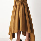 GOLDEN BROWN CASCADE WOVEN MIDI SKIRT
