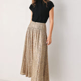 SERPENTINE TAUPE SNAKESKIN WOVEN MIDI SKIRT