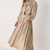 SERPENTINE TAUPE SNAKESKIN WOVEN MIDI SKIRT