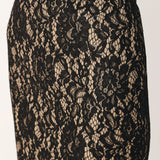 LACE THEORY BLACK LACE PENCIL MIDI SKIRT