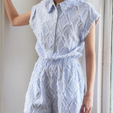 LOST IN THOUGHT WOVEN ROMPER